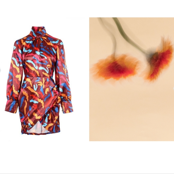 Abstract Print Long Sleeve Backless Bodycon Dress - Picture 4 of 4